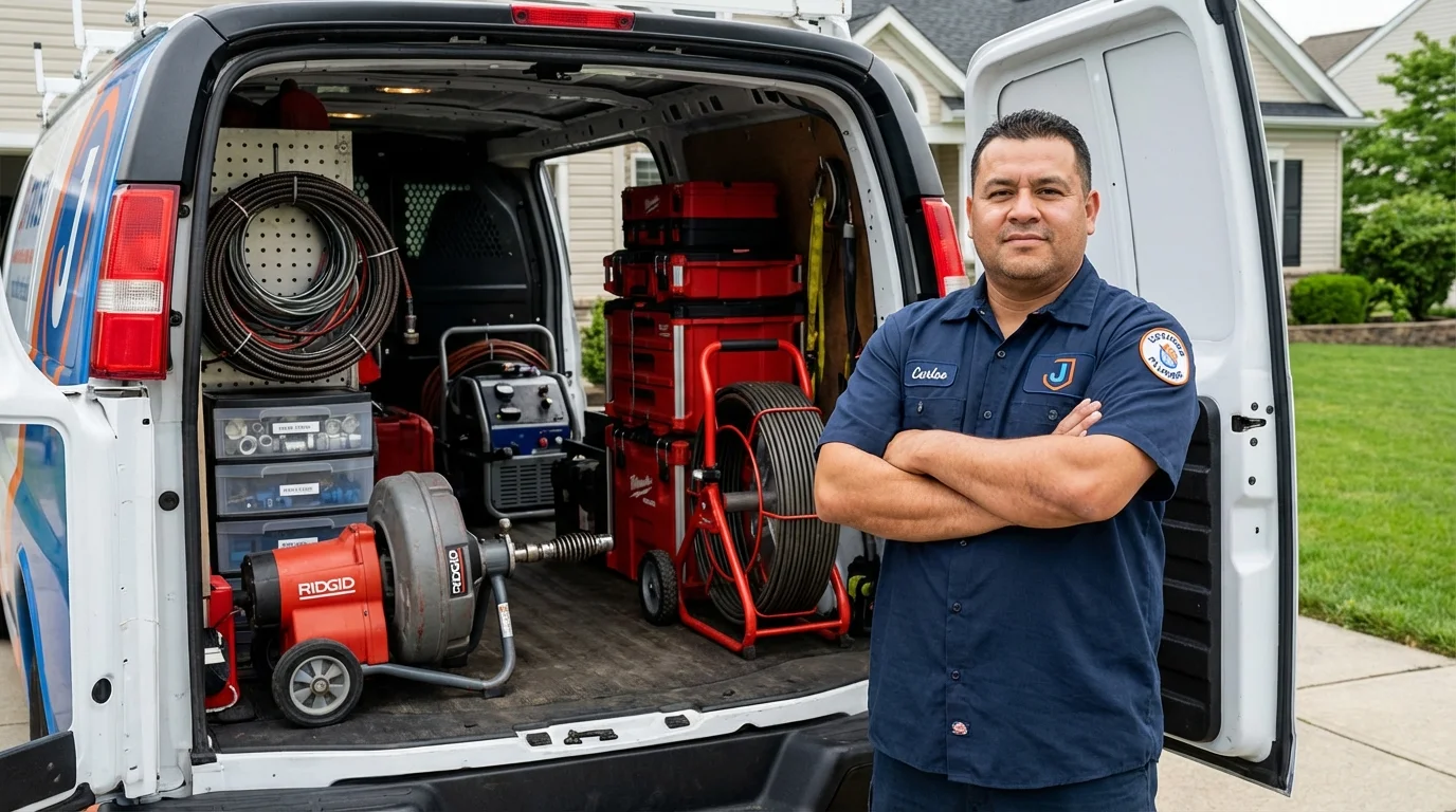 Professional drain cleaning equipment and Johns Plumbing LLC plumber in Winthrop