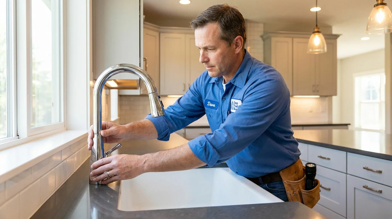Kitchen faucet installation by Johns Plumbing LLC in Winthrop