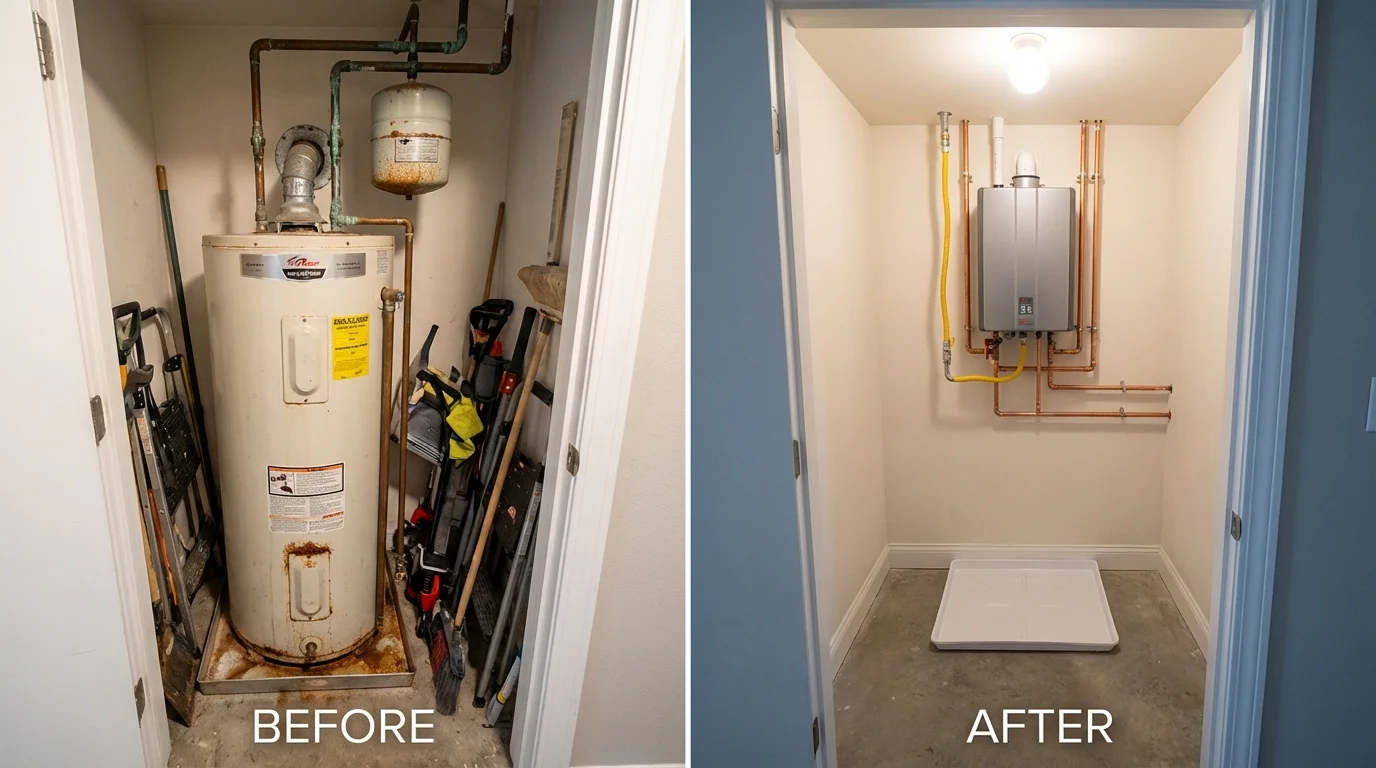 Tank water heater versus wall-mounted tankless unit comparison for Winthrop, MA homeowners